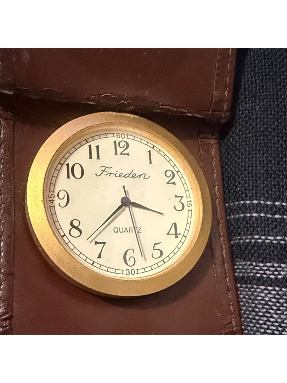 VTG Brown Leather Keychain with Gold Accents Pocket watch - Picture 4 of 8